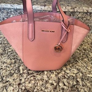 Michael Kors Portia Small Bucket Tote Bag Suede Peach